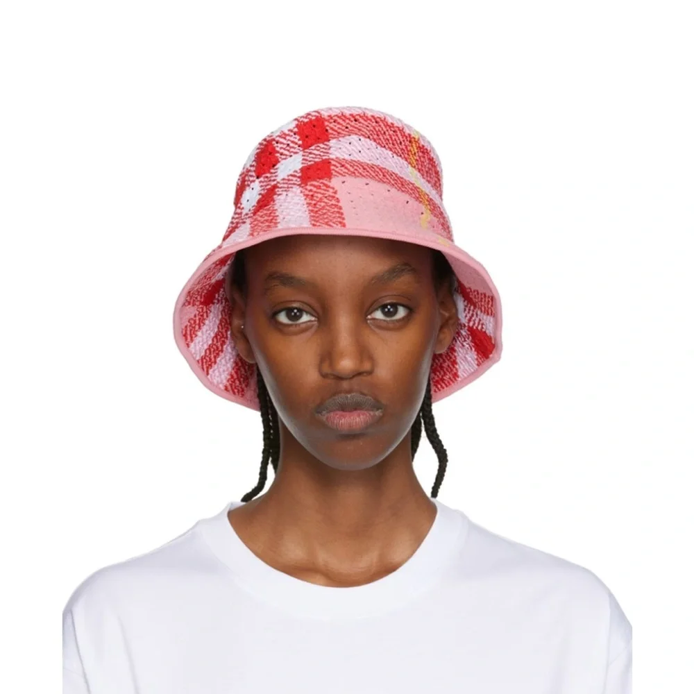 Burberry Pink and White Plaid Knit Hat - Picture 5 of 8